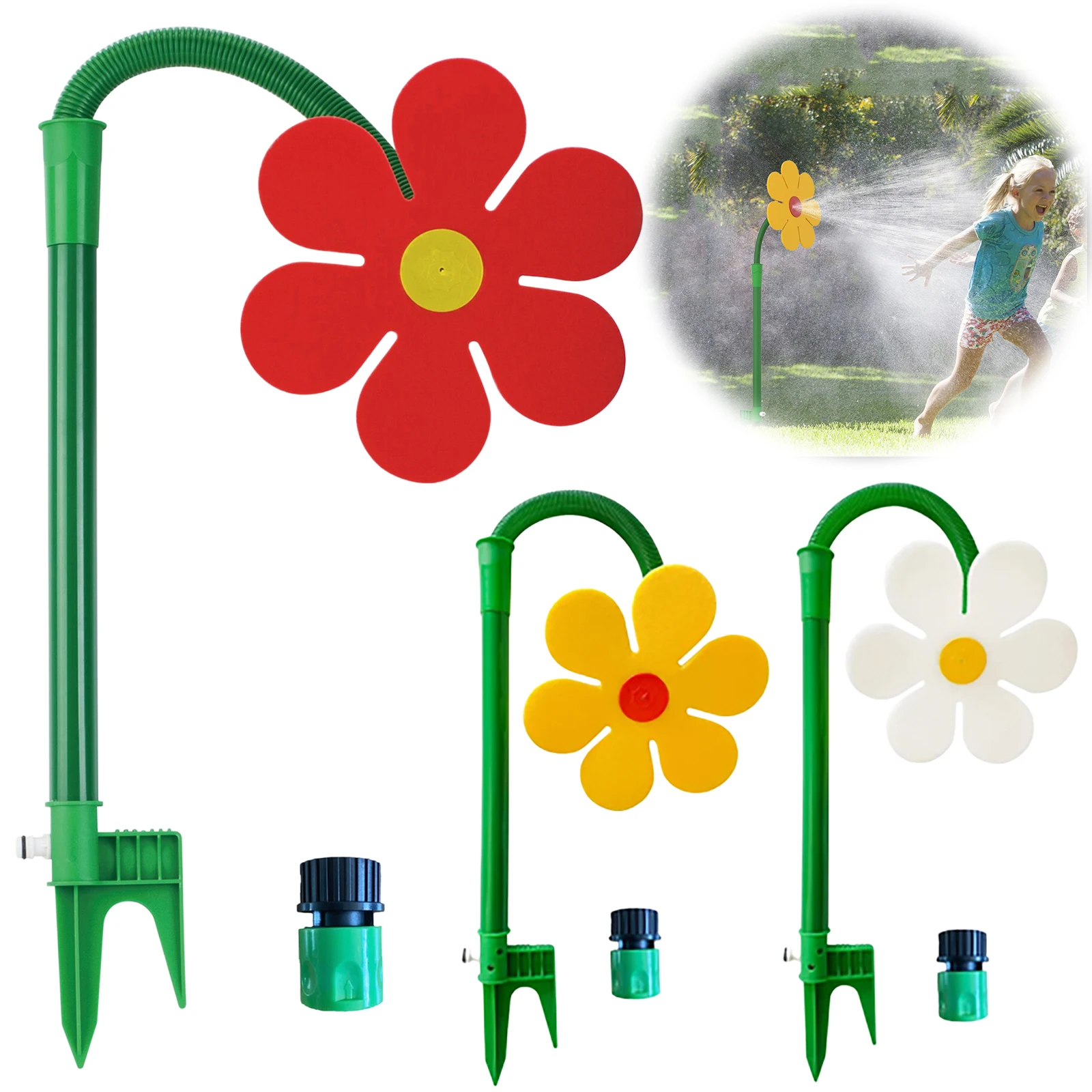 

41.73'' Plastic Kids Crazy Daisy Water Sprinkler Wide Coverage Daisy Sprinkler for Backyard Lawn Garden Watering& Dogs Playing