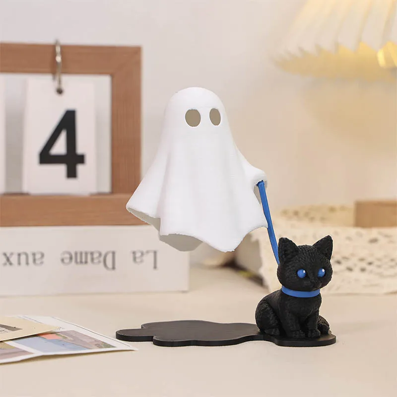 3D-gedrucktes Modell eines Geistes mit Hunde-, Katzen- oder Schweinefigur, lustige, niedliche Geisterstatue als Spielzeug, Heimdekoration, entzückendes Geister-Weihnachtsgeschenk. – Detail 9