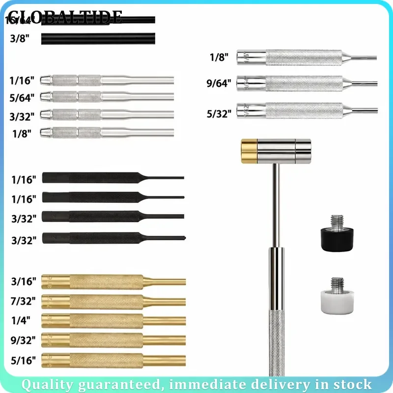 21Pcs Roll Pin Punch Set Dual Sided Brass Hammer Professional Gunsmithing Tools Portable Hand Kit for Gun Maintenance Repair
