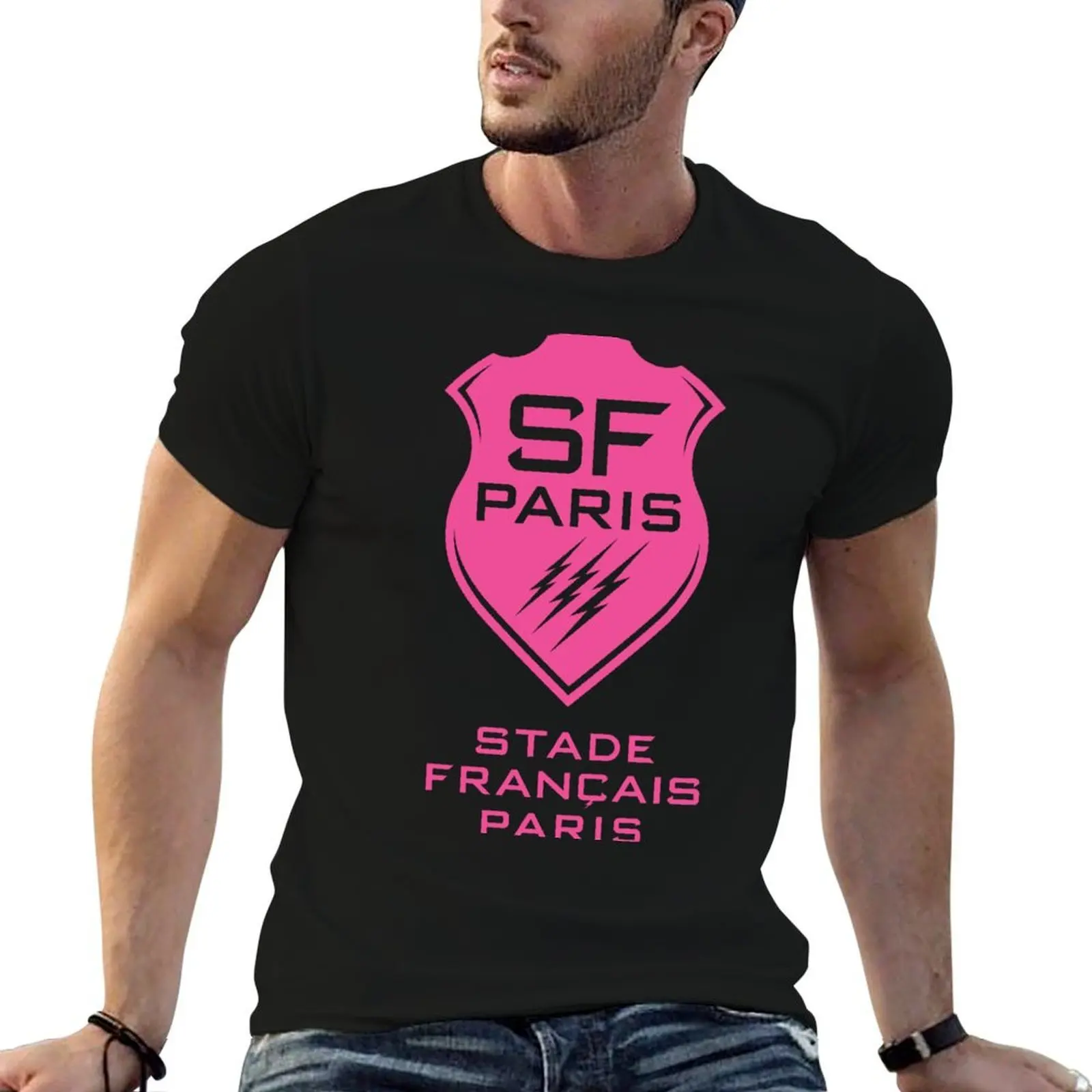 Camiseta con logo de stade francais paris, camisetas gráficas para hombre, camiseta de anime, camiseta de diseñador para hombre