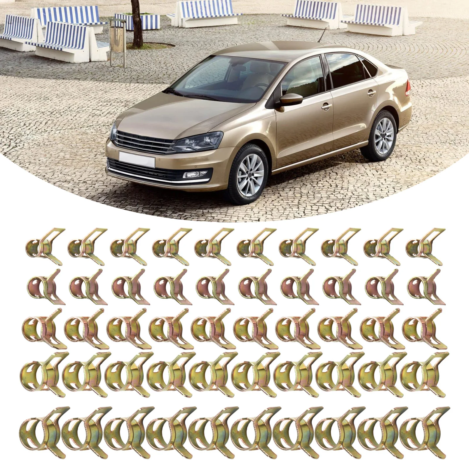 50 pçs/set braçadeiras de tubo novo 5/6/7/8/9mm carro auto primavera clipe combustível óleo mangueira água tubo braçadeira prendedor 5 tamanhos peças