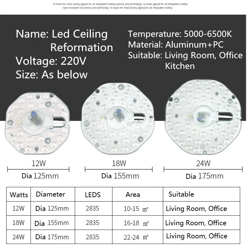 편리한 센서 천장 램프 LED 모듈, LED 조명 교체, 천장 램프 광원, AC110VAC220V, 230V, 240V, 12W, 18W, 24W, 36W