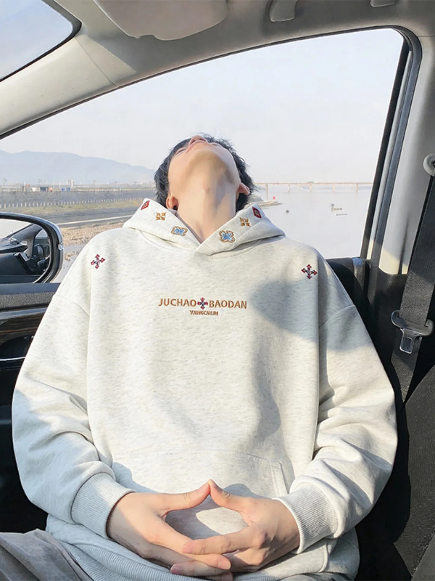 

Мужская толстовка-худи Heavyweight 320г с вышивкой, в стиле ретро, этнический дизайн, весенняя новинка, молодежная, повседневная, без застежек