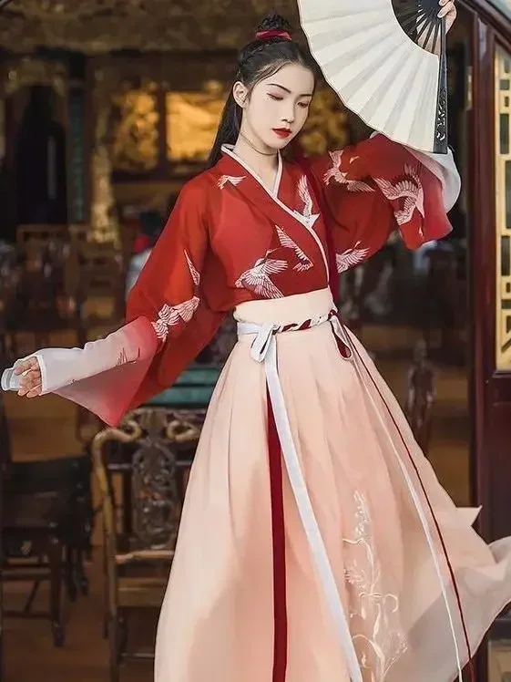 

Hanfu китайский стиль женское традиционное китайское сценическое танцевальное платье женская фея косплей костюм Hanfu красная одежда на Хэллоуин