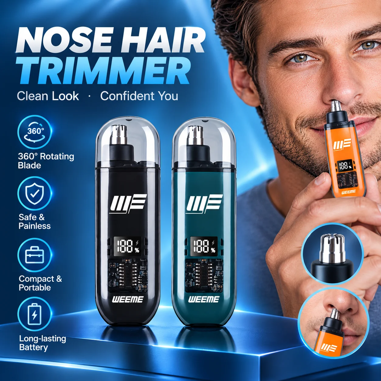 Men's USB Rechargeable Nose And Ear Trimmer with LCD Display Precision Grooming Kit Perfect Gift for Any Occasion