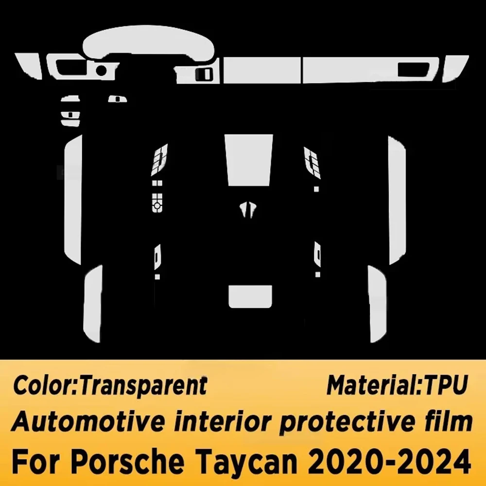 Anti-Scratch Sticker for PORSCHE Taycan 2020-2024 Gearbox Panel Navigation Screen Automotive Interior TPU Protective Film Cover