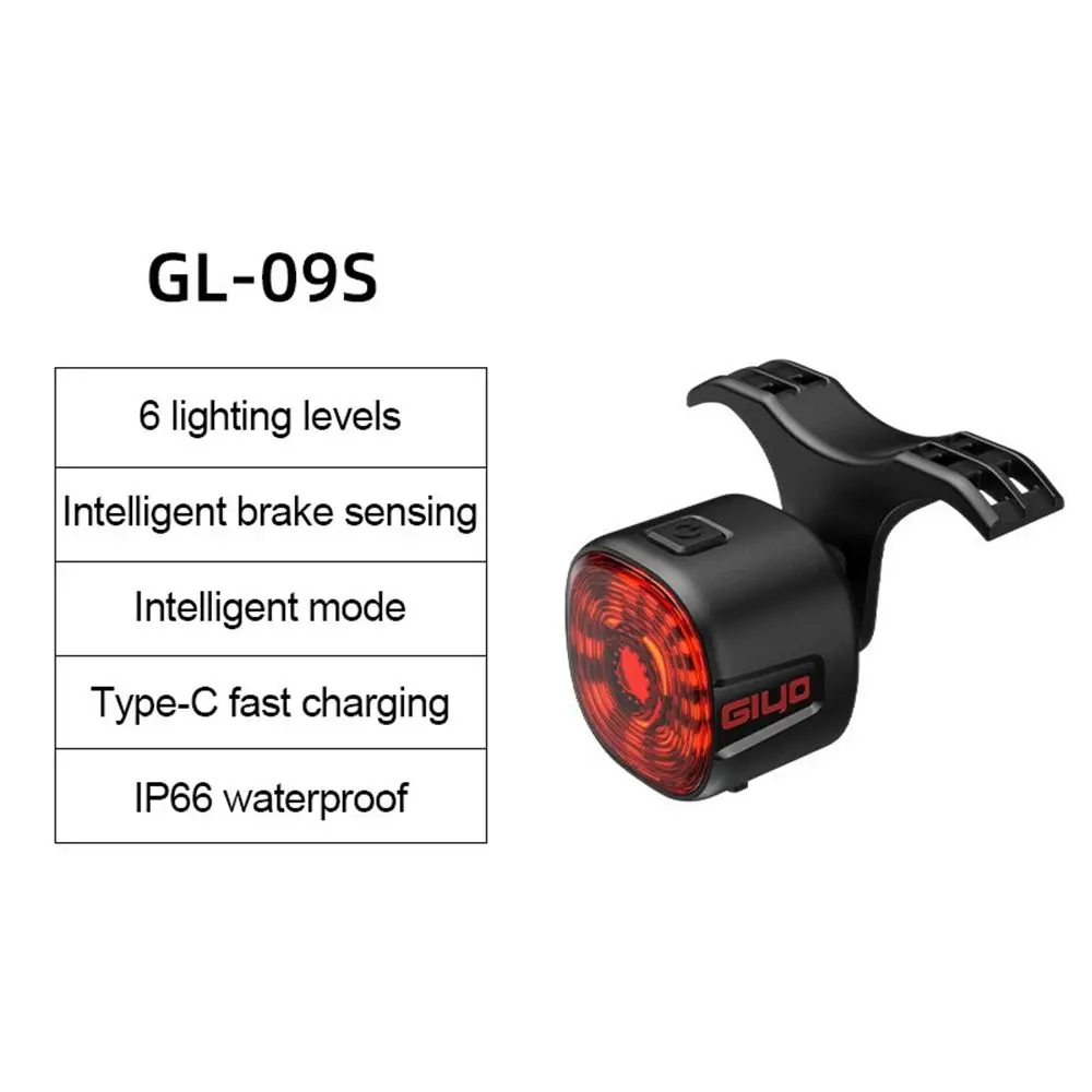Rechargeable Smart LED Bike Brake Tail Light 6 Modes Induction Bicycle Brake Sensing Rear Bike Light Stop Signal Type-C
