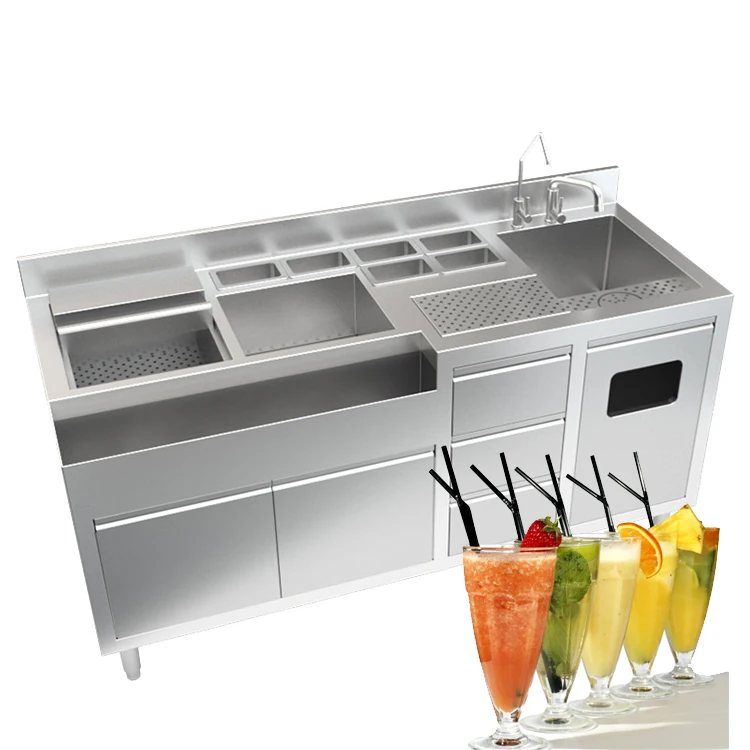 

Accept Customization Stainless Steel Bartender Station for Sale Commercial Portable Bar Mixing Wine Beverage Bartender Station