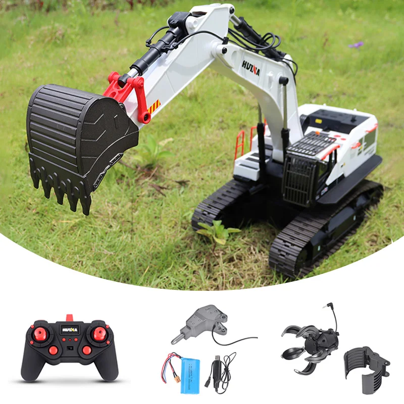 1/14 HUINA 1594 Metal RC Excavator 28CH Remote Control Truck Car RTR Light Battery Sound Outdoor Toys Boys Gift Model TH19286