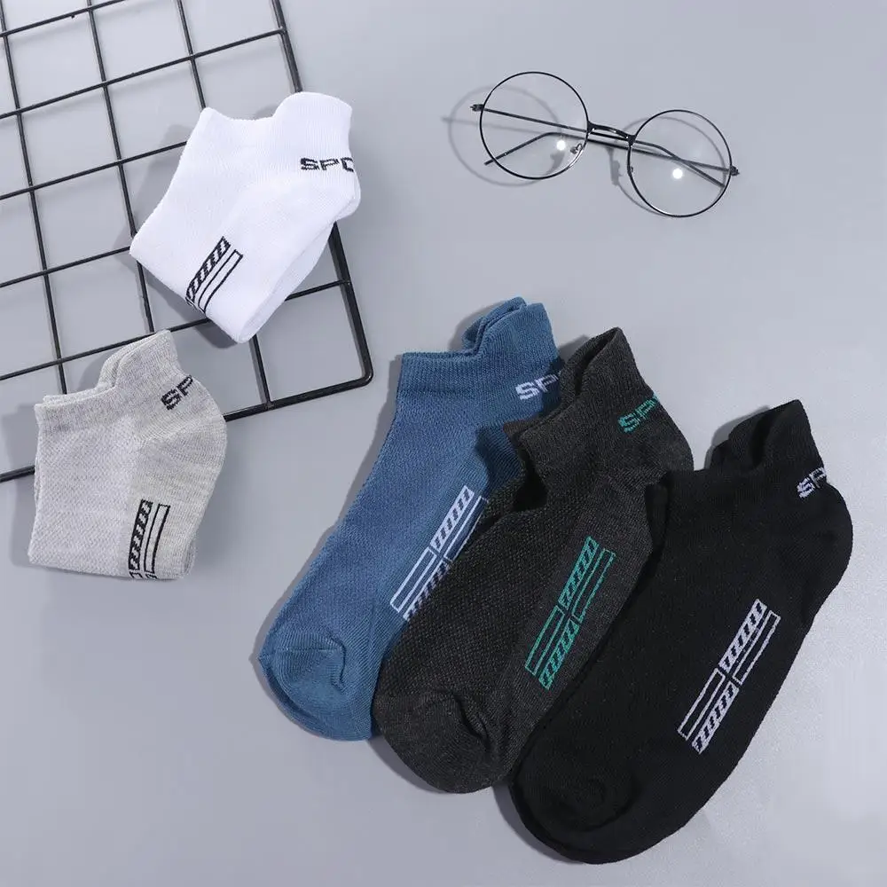 Chaussettes de sport en coton respirant pour hommes, chaussettes décontractées en maille, chaussettes athlétiques d'été, chaussettes courtes à coupe fine, haute qualité, lot de 10 paires