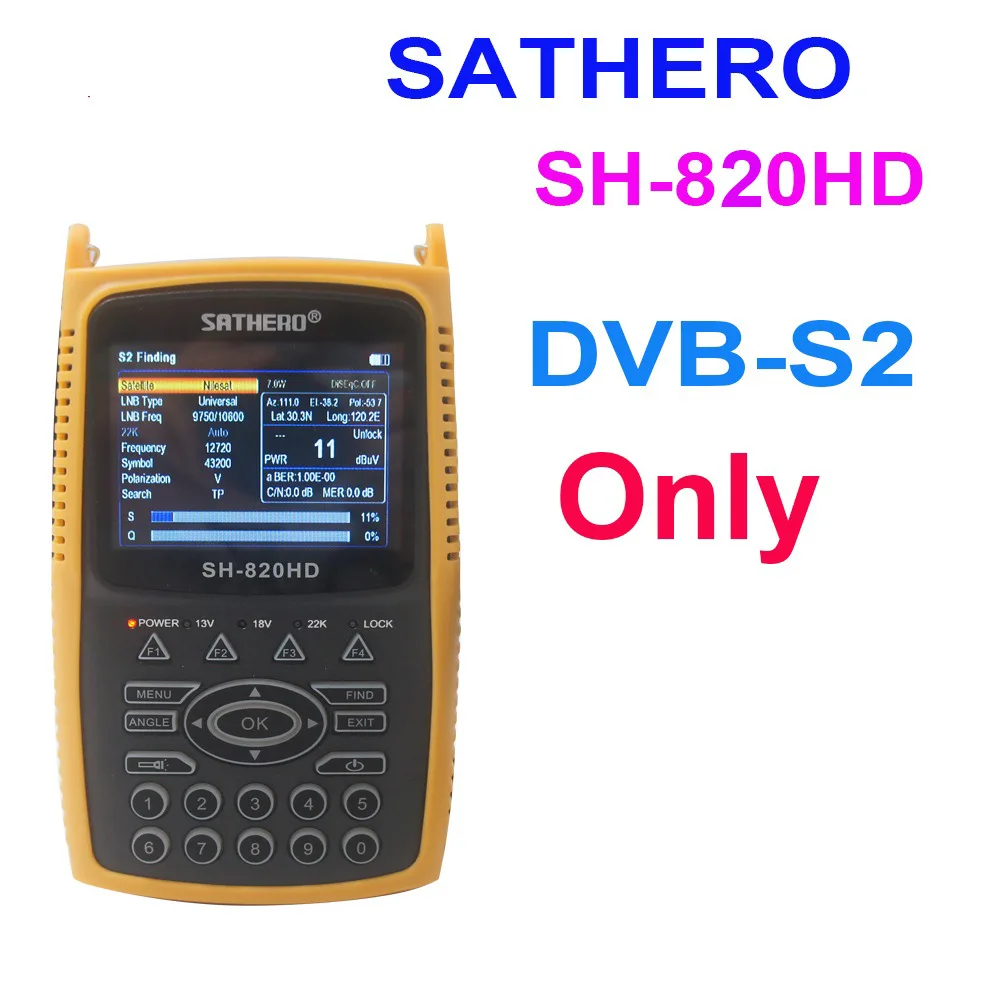 SH-820HD Sathero WS-6933 Digital Satellite Finder Player HD Star Finder DVB-S2 H.265 1080P LNB S2 S2+T2 S2+T2+CCTV