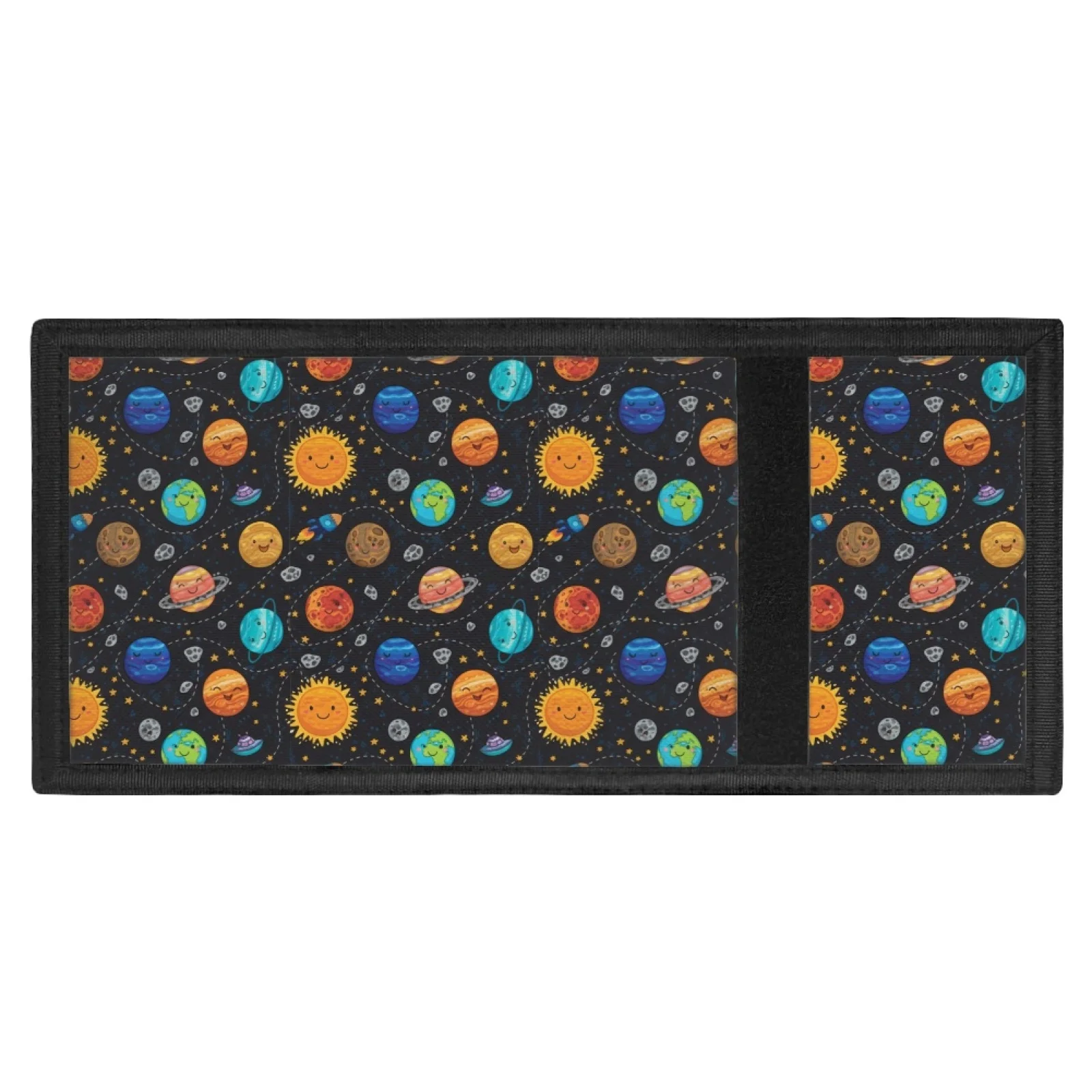 Trifold Casual Wallet For Boys Girls Cartoon Planet Tri Fold Wallets Kids Money Bag Pouch Purse Coin ID Card Holder Pocket