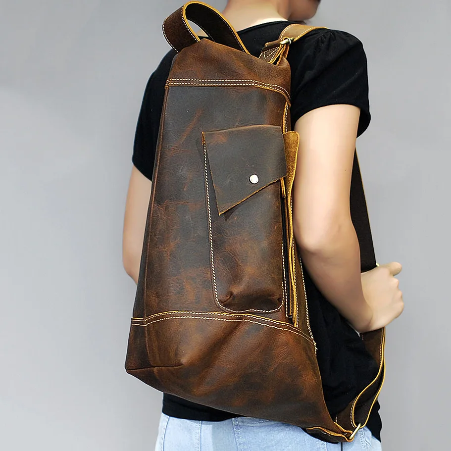 Vintage Crazy Horse genuine leather bag men handbag bolsas Sling chest bag for men crossbody casual messenge chest Day pack bag