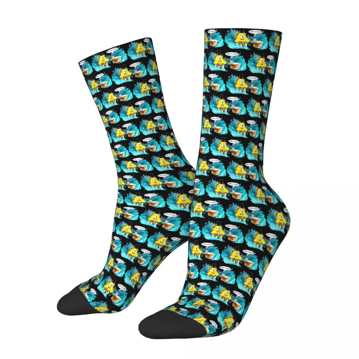 Bill Cipher Socks this is fine 2022 edition Kawaii Stockings Men's Sports Socks Autumn Design Anti Slip Socks