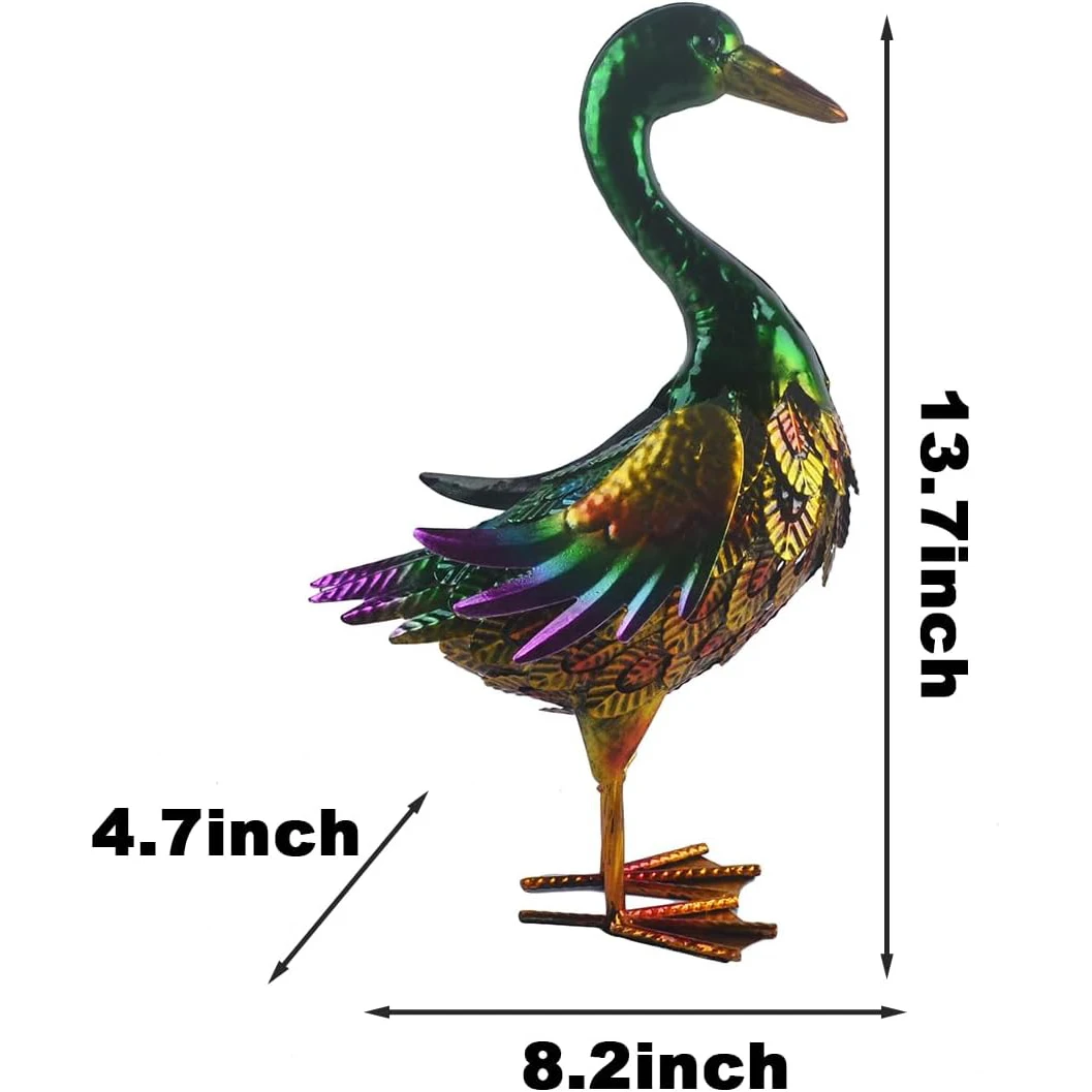 Duck Statue Metal Mallard Duck Sculpture Garden Decoration Metal Yard Art for Patio Lawn Backyard Outdoor Decoration