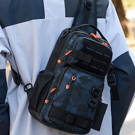 

Outdoor Camping Hiking Bag with Rod Holder Men Tactical Fishing Lure Chest Bag Backpack Accessories Molle Fishing Hunting Bags