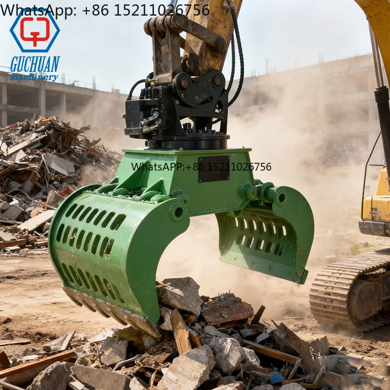 360 Degree Rotating Excavator Hydraulic Demolition Grapple Demolition Sorting Wood Stone Scrap Steel-for Farm Industries