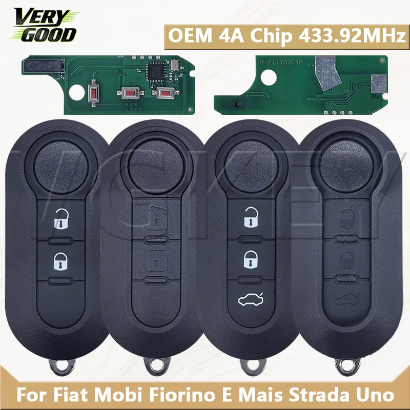 VG A2C86460000 Car Remote Control Flip Smart Key  original 4A Chip 433.92MHz SIP22 Blade For Fiat Mobi Fiorino E Mais Strada Uno