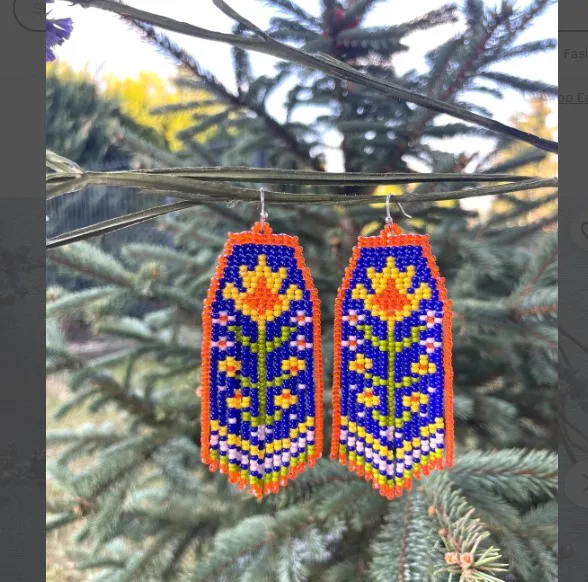 

Beaded earrings Tassel Flowers Originality Bohemia Design Hand knitting Alloy Female Tide Simple Rice bead earrings