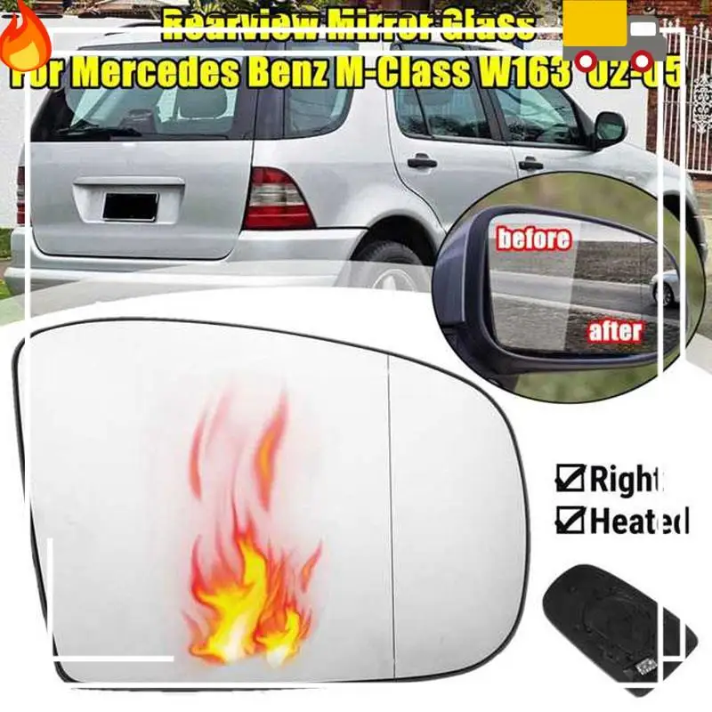 

Driver Side Rearview Heated Mirror Glass For M-Class W163 2002 2003 2004 2005