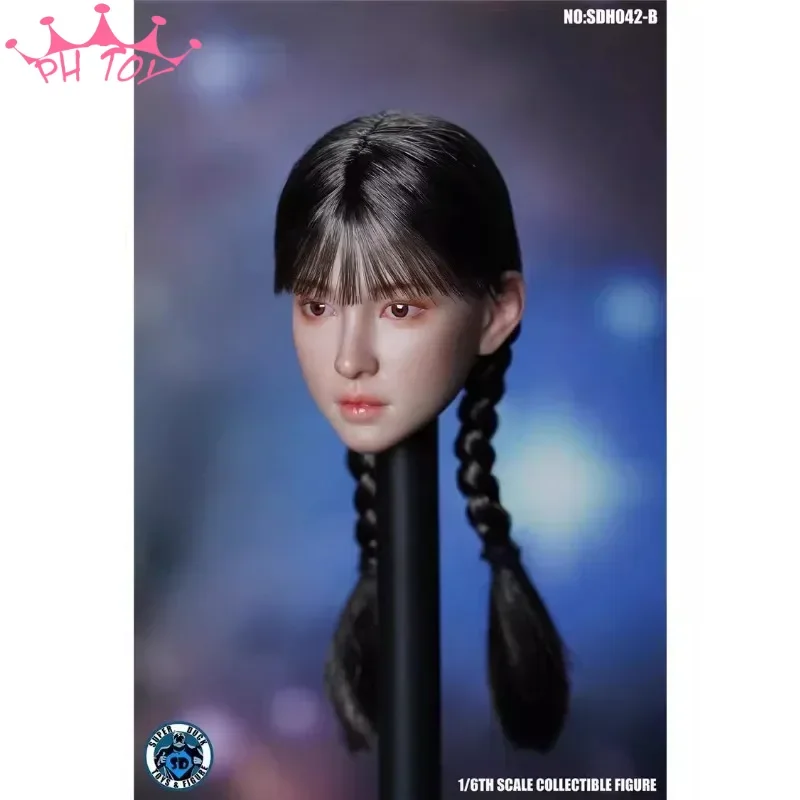 

1/6 Asian Beauty Girl Head Scuplt SUPER DUCK SDH042 Female Head Carving Model for 12" Soldier Figure Suntan Pale Tbl Ph Body