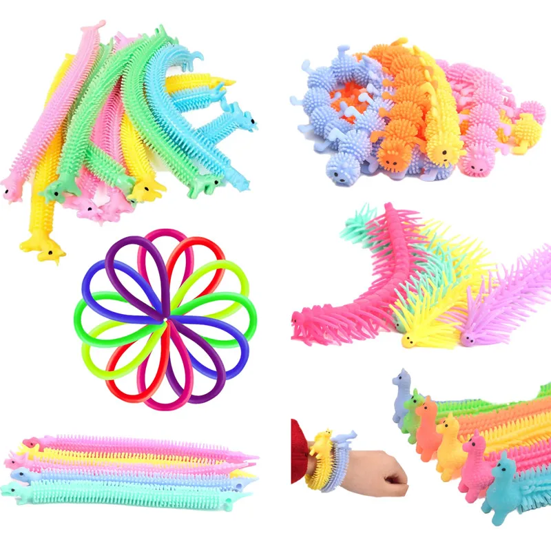 Anti Stress Toys Worm Noodle Unicorn Stretch String TPR Rope String Fidget Autism Vent Toy for Adults Kids Children