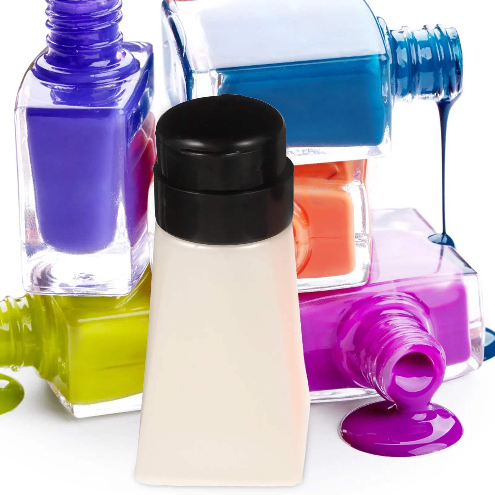 Lot de 3 flacons pompe vides à pression, sans odeur, en PP, pour dissolvant de vernis à ongles, distributeurs portables rechargeables