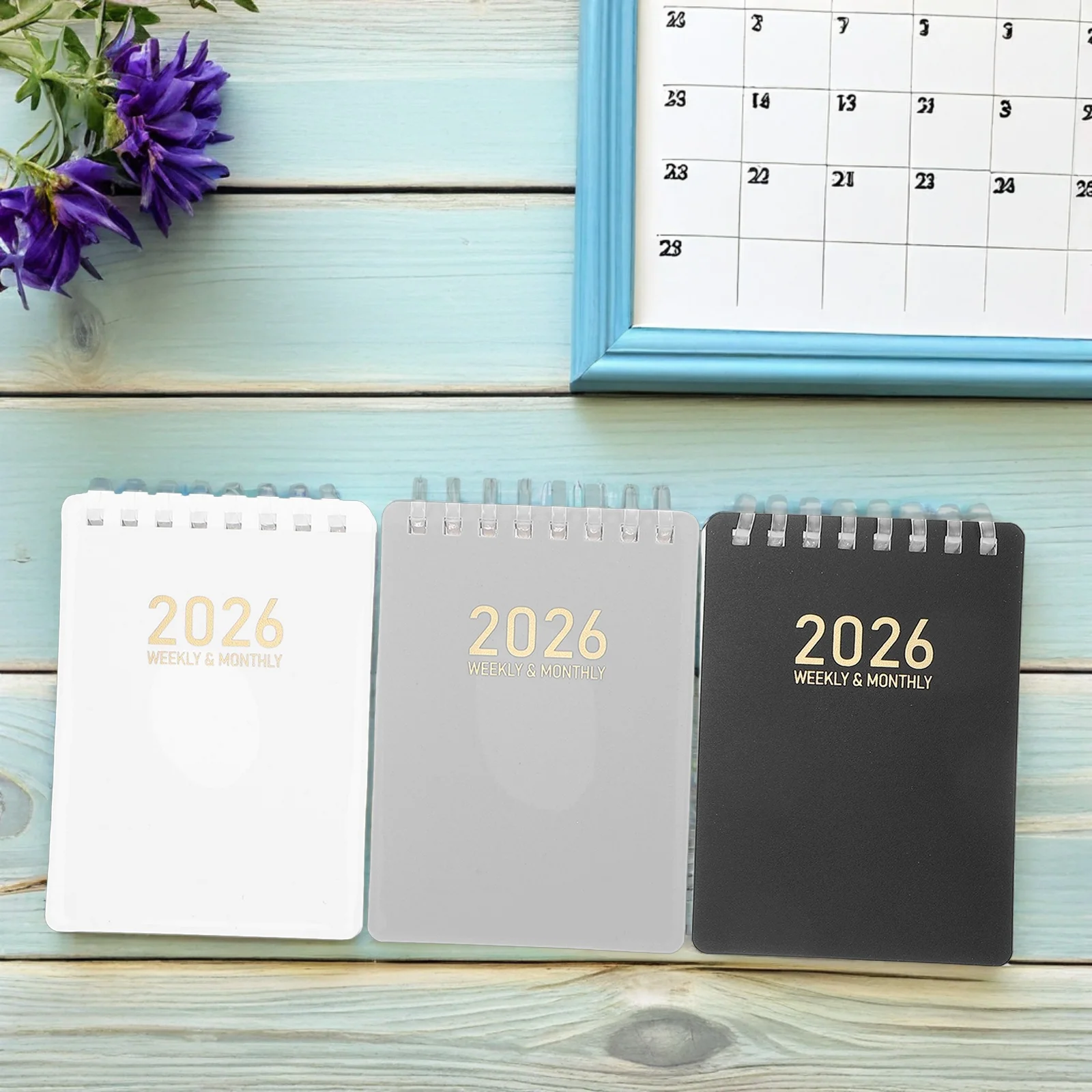 

3pcs 2026 Yearly Planner Coil Binding Pocket Notebook Smooth Page Turning Sturdy Cover Premium Writing Spiral Weekly Planner For