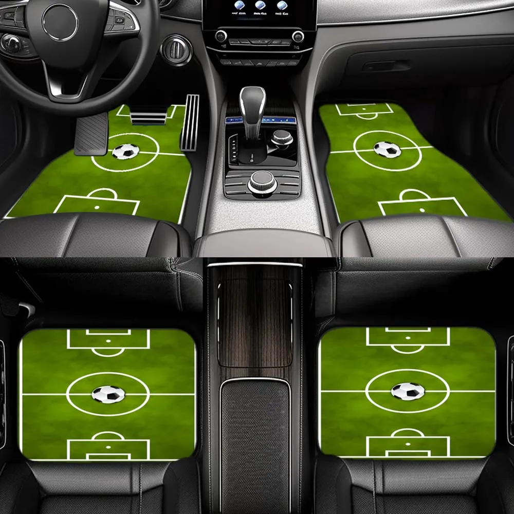 1pc/2pcs/4pcs Football Field Car Floor Mats, Suitable For Cars, Trucks, SUVs, Four Seasons Gift
