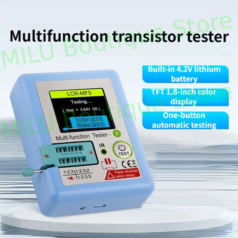MF9 TFT 1.8-inch color screen high-precision multi-function transistor tester high battery life rechargeable automatic shutdown