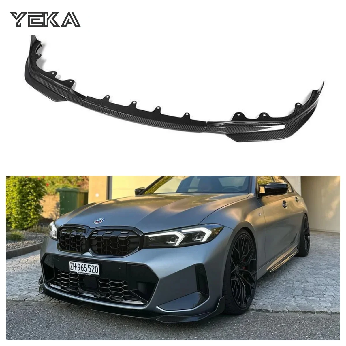 MP Style Dry Carbon Fiber Front Lip - Suitable for BMW G20 3 Series G20 Pre-LCI Front Bumper Real Carbon Fiber