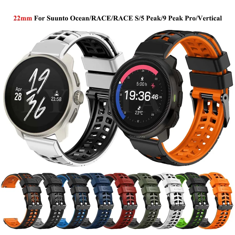 Correa de silicona de 22mm para Suunto Ocean/RACE S/pulsera Vertical para Suunto 5 9 Peak Pro, accesorios de pulsera de repuesto