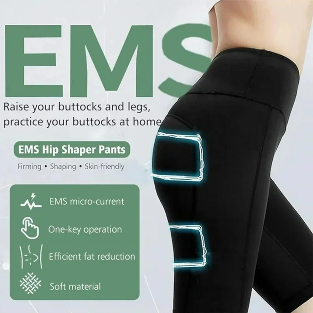 Microcurrent Intelligent Massage Pants EMS Muscle Stimulation Massage Weight Loss Leg Shaping Shorts Slimming Yoga Pants USB