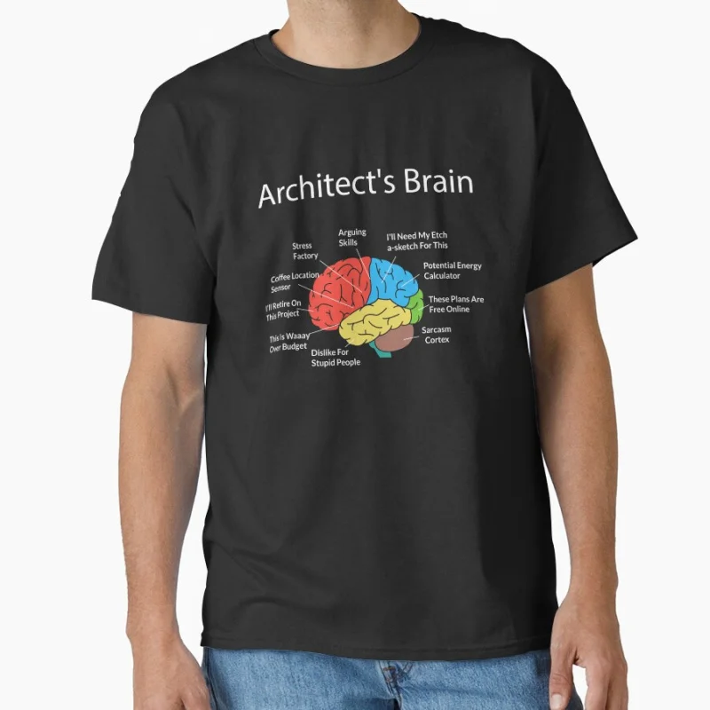 

Funny Architect's Brain Architecture Students t shirt Architecture lover humor Graphic clothes 100% cotton print All size Tops