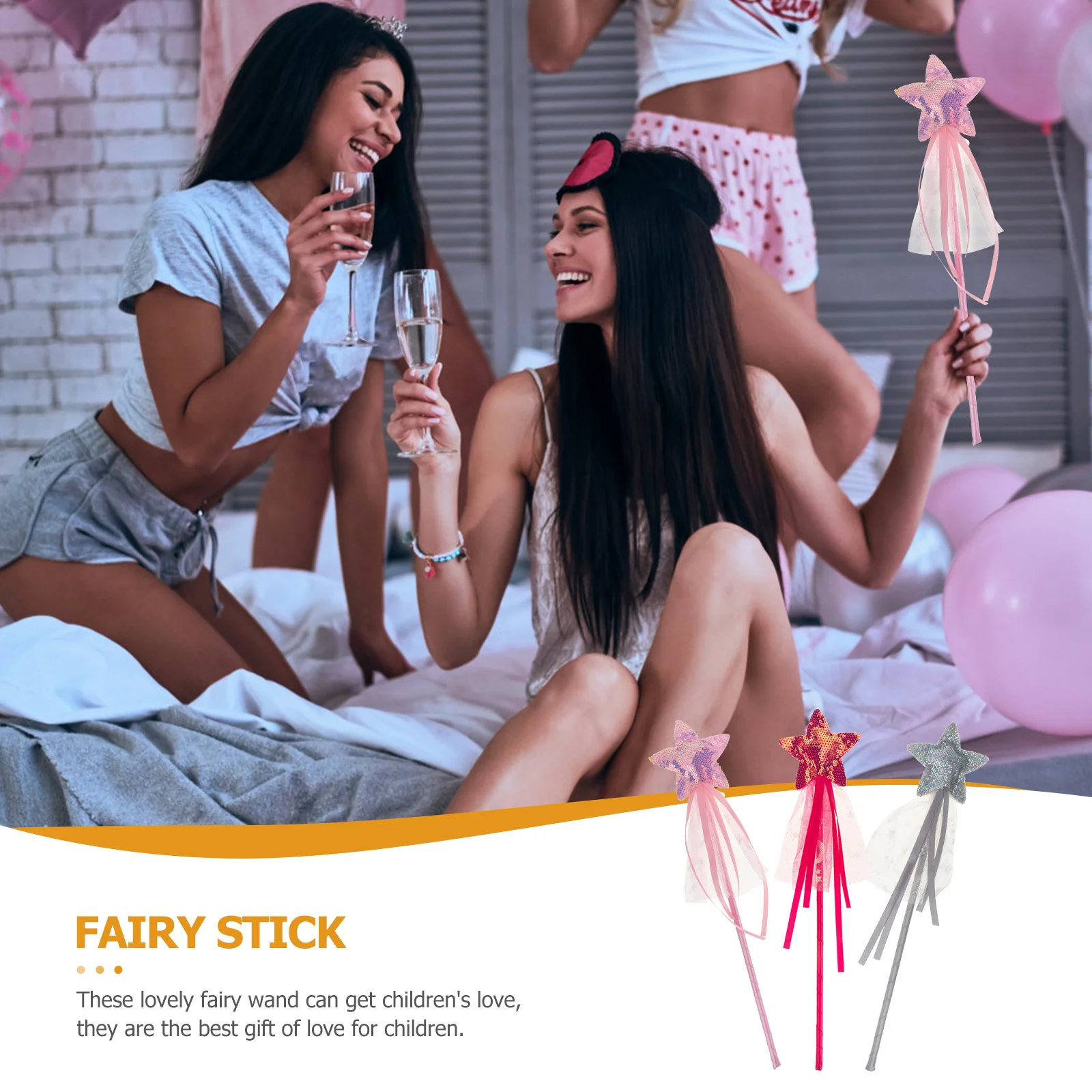3 個グリッタースター妖精の杖光沢のあるコスプレ小道具キッズパーティー用品女の子妖精の杖キッズパーティー用品