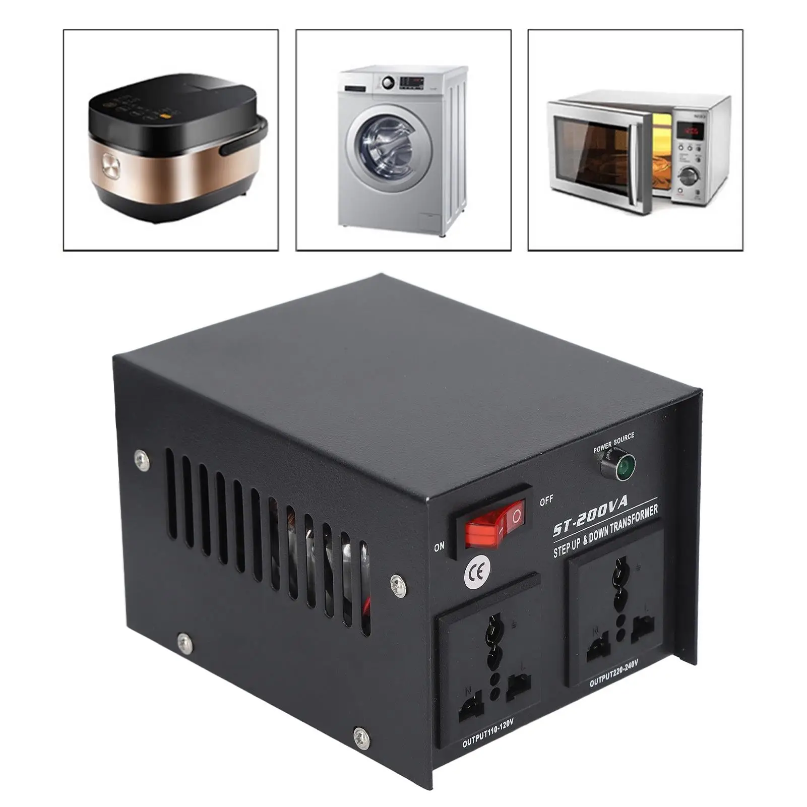 Convertidor de voltaje del transformador elevador de 200W 110V 120V a 220V 240V