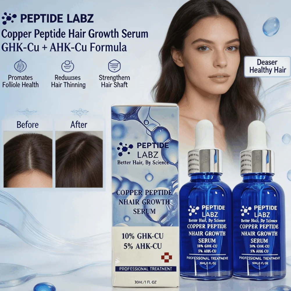 GHK‑CU Copper Peptide Hair Growth Serum Anti‑Hair‑Loss Repair Damaged Hair For Thinning Sensitive Scalp 30ml Hair Care