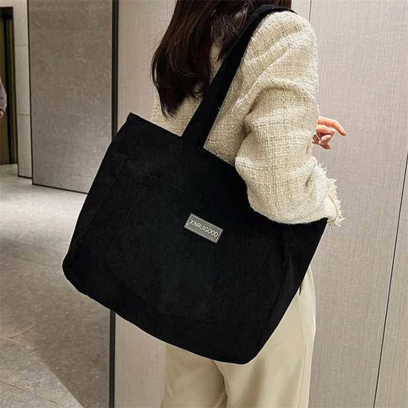 Damen-Cord-Tragetasche, Lässige Große Mode-Unterarmtasche für Ausgehzwecke, Minimalistische Handtaschen Schultertasche – Detail 9