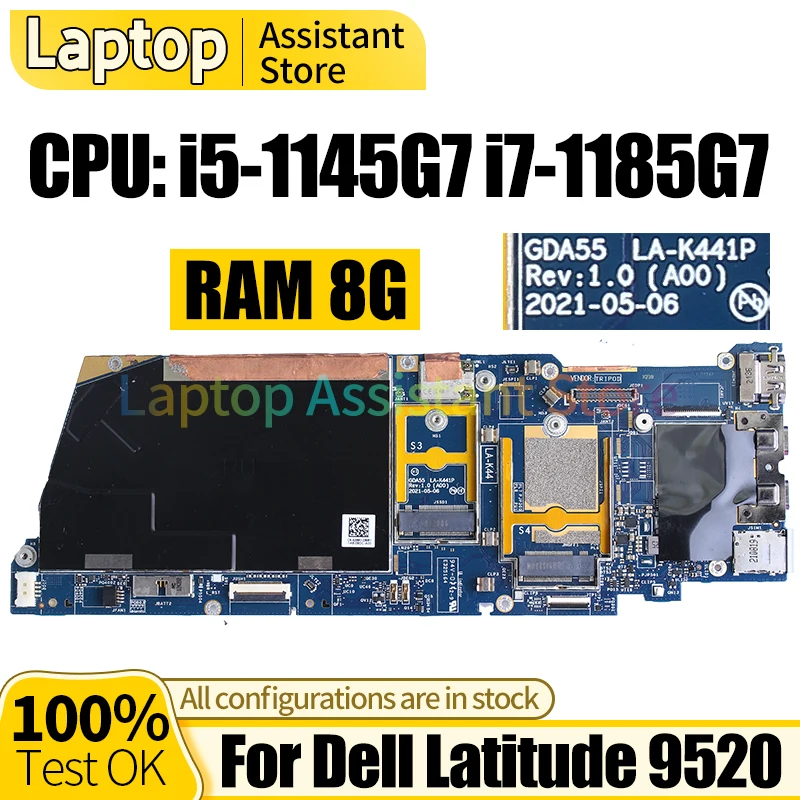 

LA-K441P For DELL Latitude 9520 Laptop Mainboard 0115JV 0GVMP9 09825N 0XHX55 i5-1145G7 i7-1185G7 Notebook Motherboard