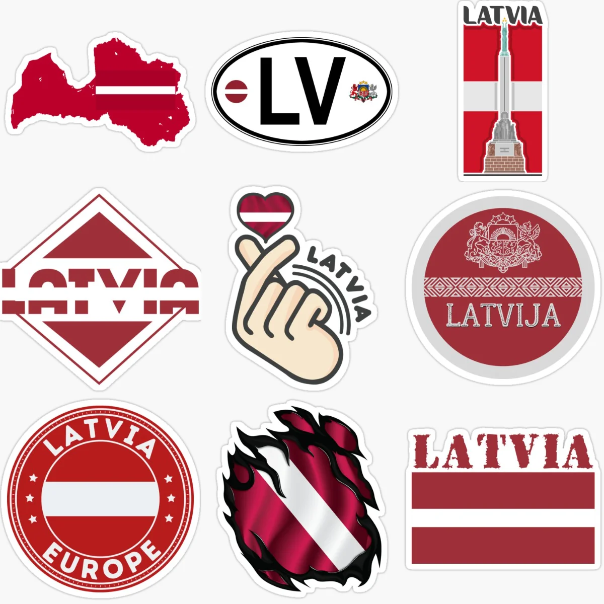 

Latvia Flag Map National Emblem Creative Sticker for Decorate Car Bicycle Motorcycle Window Helmet Wall Decal Accessorie