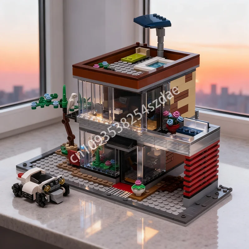 

597pcs MOC Modern Living House Creator 3 1ed Model Building Blocks Toy Assemble DIY Creative Idea Christmas Gift Brick Kids
