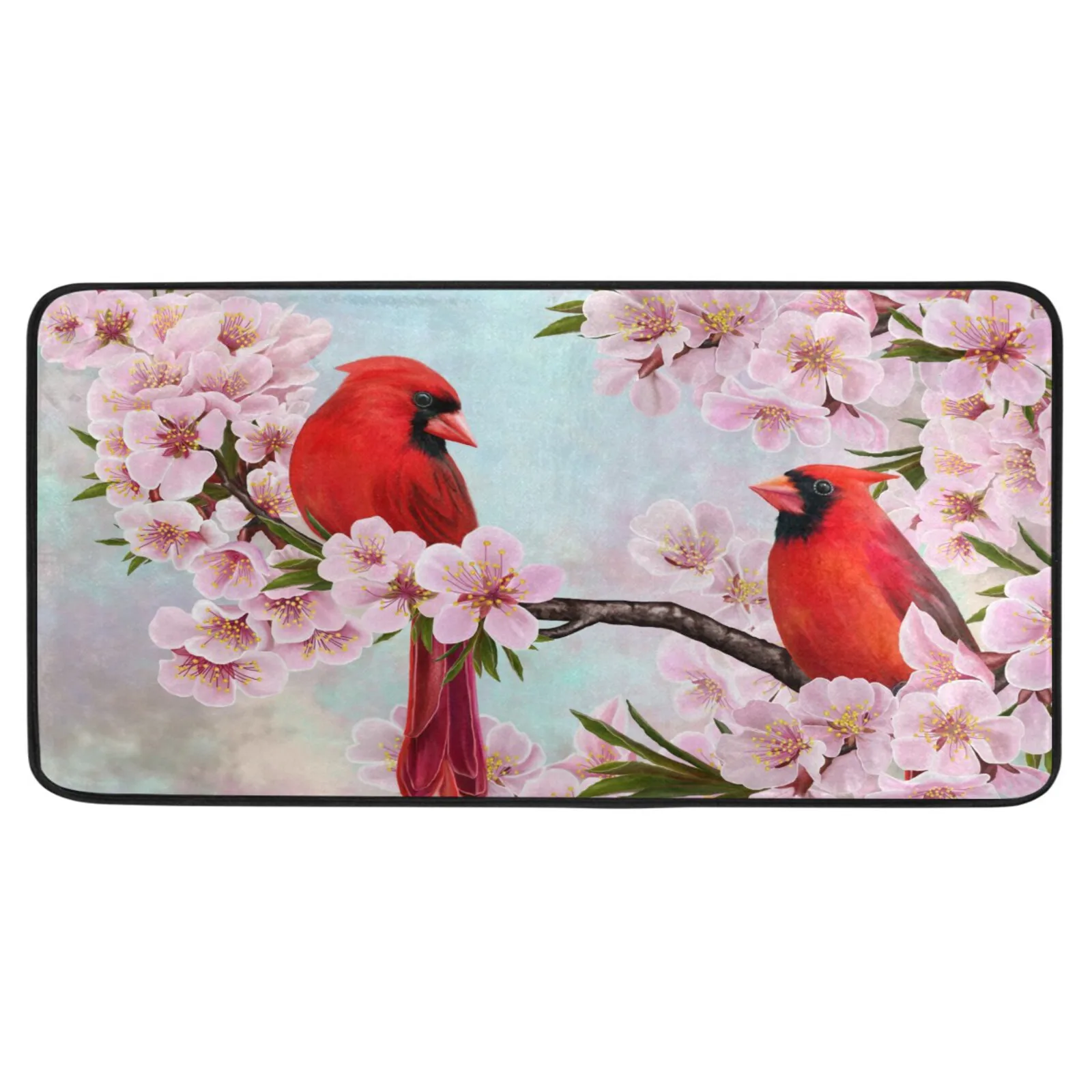 

Beautiful Birds Flowers Non-Slip Kitchen Mat Floor Carpet Outdoor Entrance Doormat Washable Living Room Bathroom Area Rug Decor