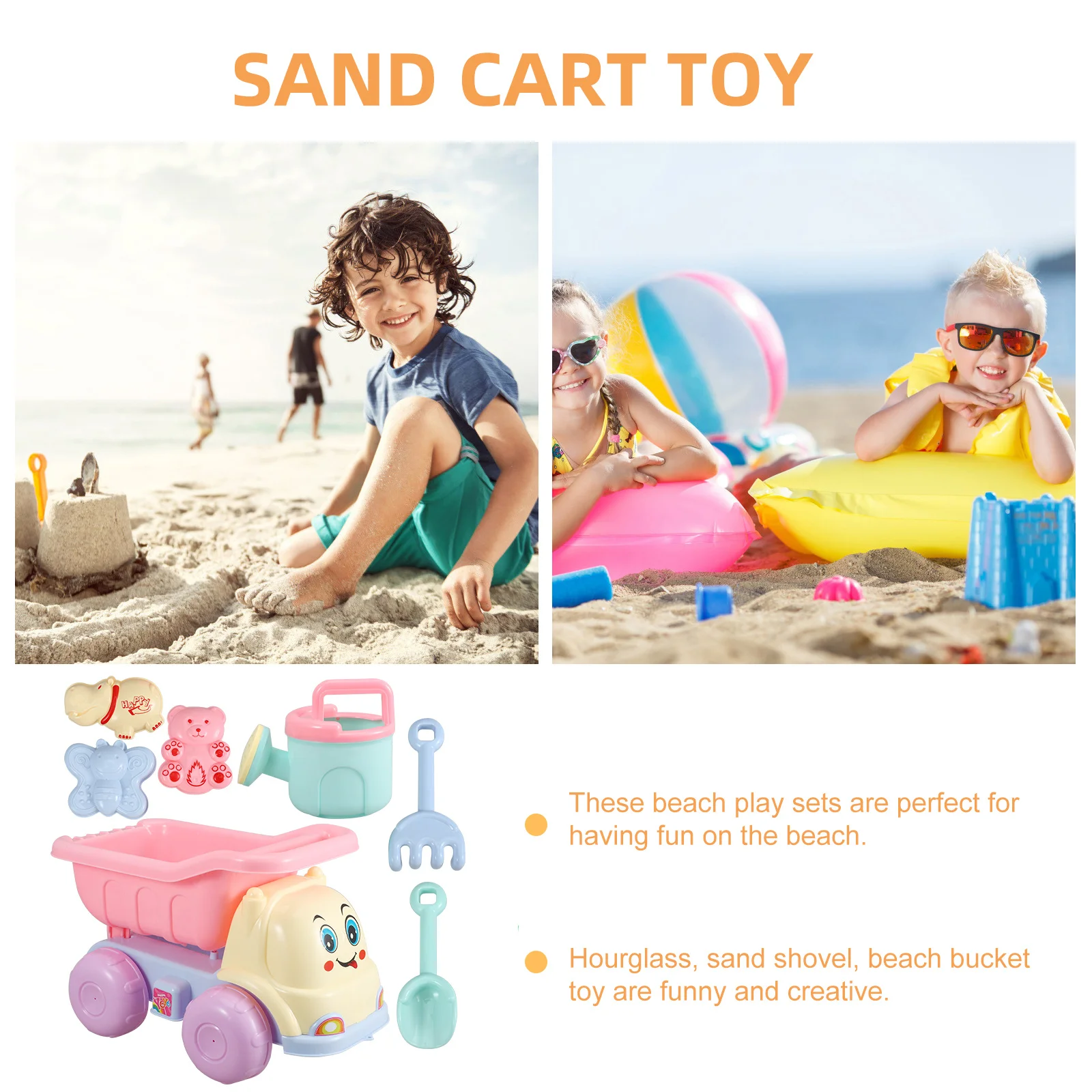 Ensemble de jeu de plage pour enfants, 7 pièces, outils de sable en plastique de qualité supérieure, pelle créative, camion à benne basculante, petit poids léger pour le plaisir et la créativité en plein air