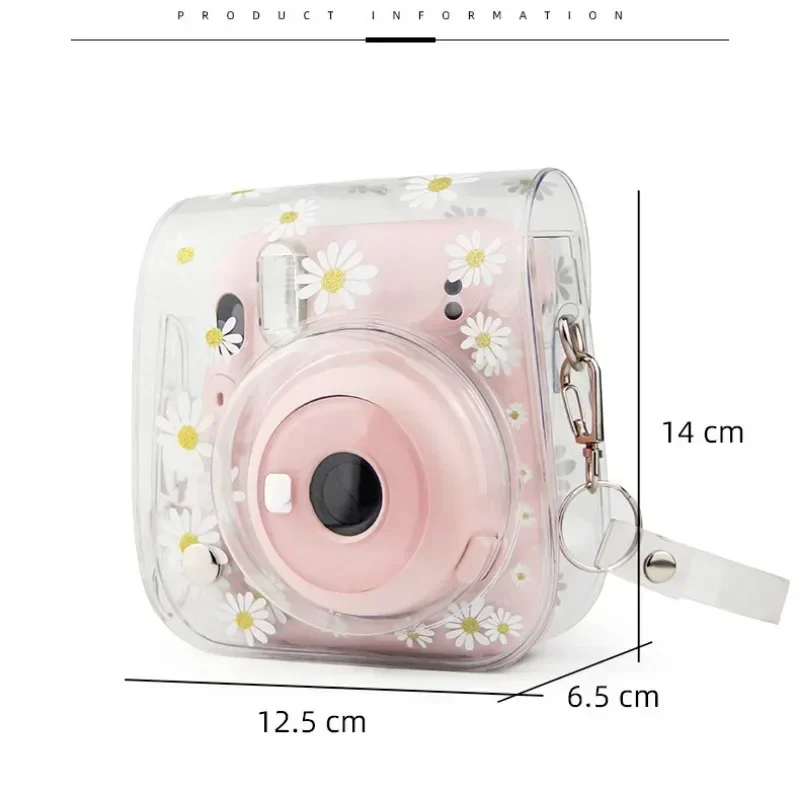 Transparent Dried Flowers Daisies PVC Camera Case For Fujifilm Instax Mini 12/11/9/8/40 Bag Cover Pouch Protector