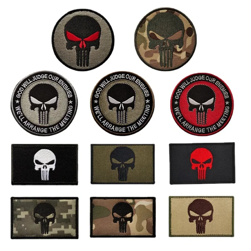 Odznaka wojskowa Punisher Patch Tactical Army Fan Series 3D Haftowana opaska na ramię Plecak Naklejka Naszywki na ubrania Haczyki Naszywki