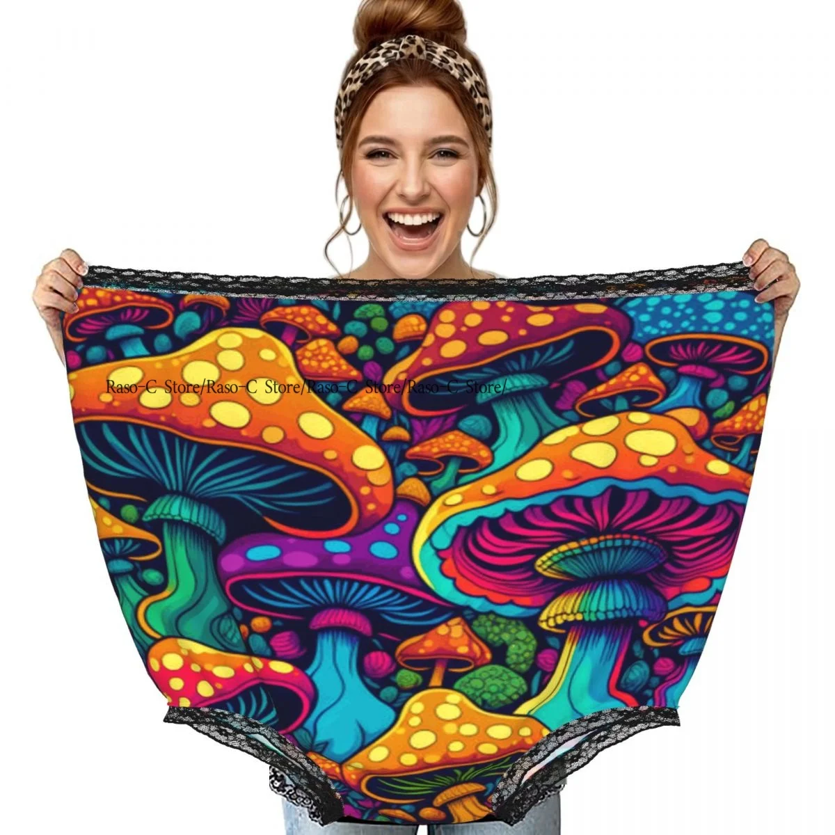 

Funny Granny Underwear Psychedelic Mushrooms Pattern Gag Gift Granny Panties