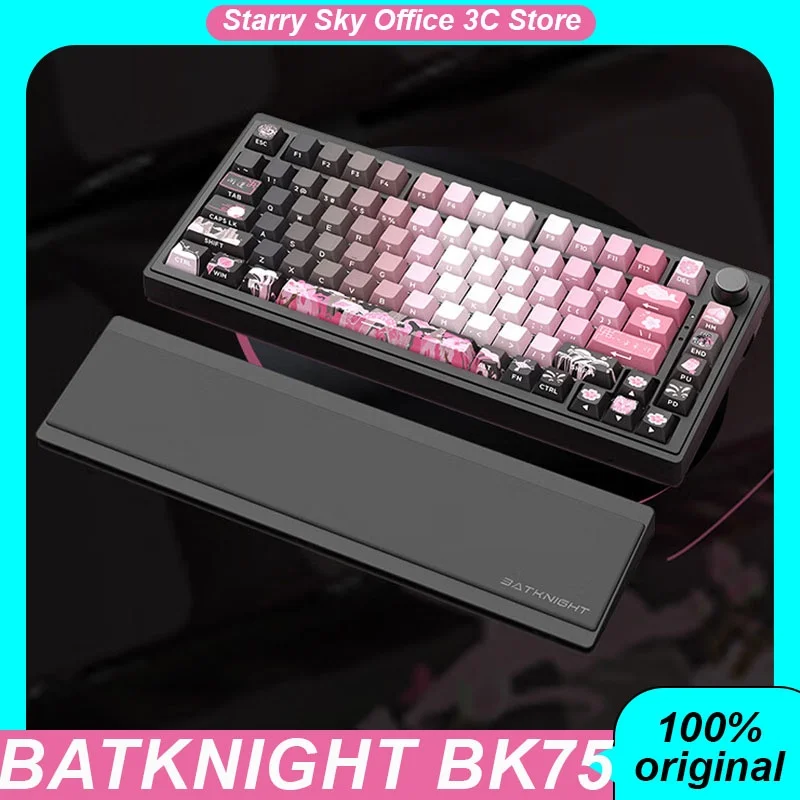 Batknight Bk75 Mechanical Keyboard Wired Wireless Bluetooth 3mode With Hand Support Hot Plugging Rgb Game Keyboard Pc Accessory