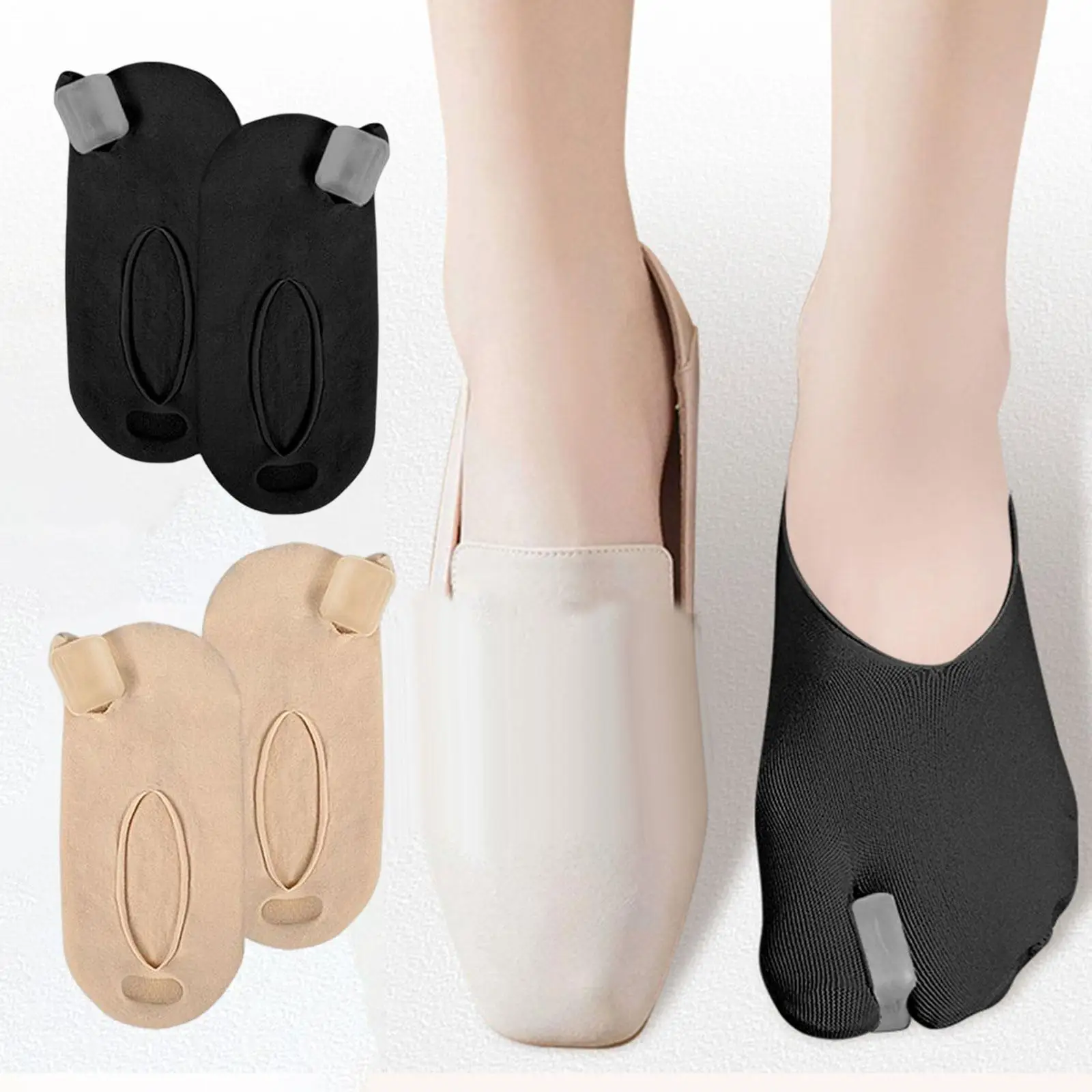 2 Pieces Soft Invisible Big Toe Splint Straightener split Socks AntiSlip