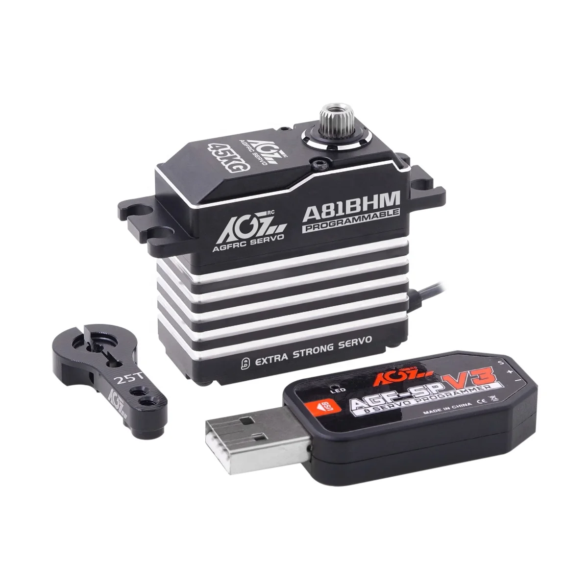 

AGFRC A81BHM Metal Gear 45KG High Torque 0.085Sec Durable Brushless Motor Programmable Digital Servo for 1/8 RC Car Truck Robot