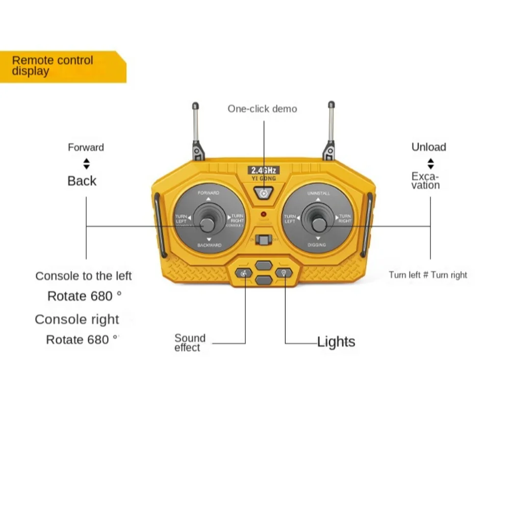 

2.4G Remote Control Excavator Dump Truck 11 Channel Alloy Plastic Construction Vehicle Simulation RC Car Model Kid Gift